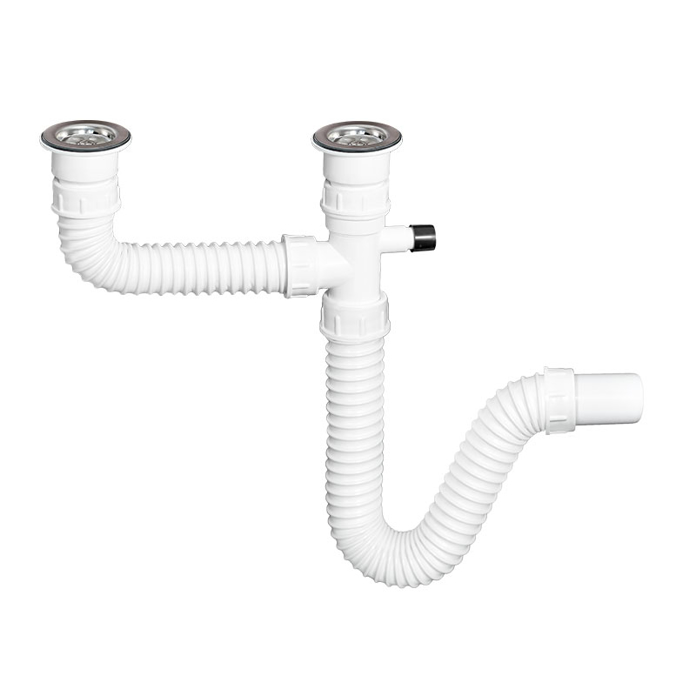 Slika Sifon sudopere fleksibilni sa priključkom za mašinu dvodelni S-00002